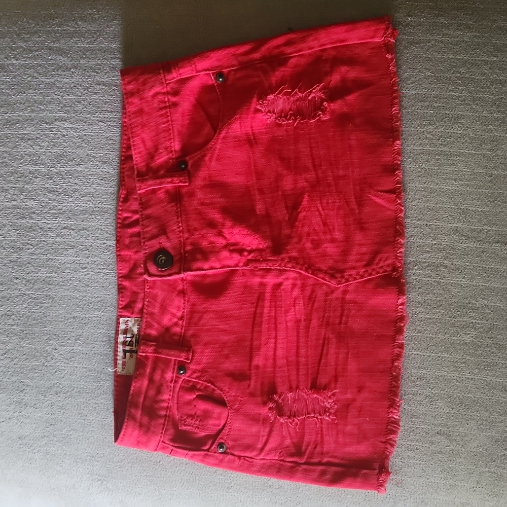 Red Denim Skirt